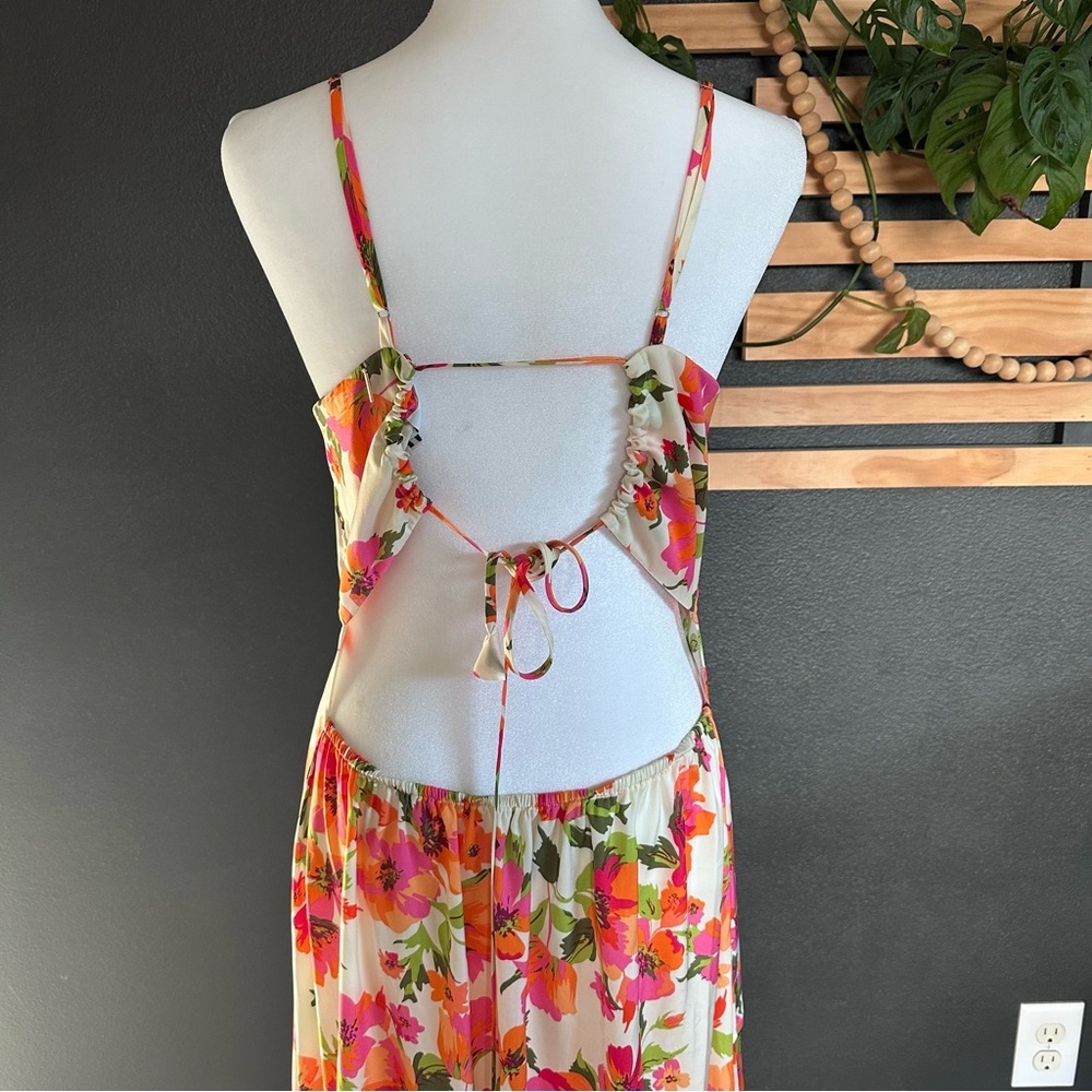 🌸 MISA Los Angeles Negine Floral Maxi Dress — Size M — Open Back Slip Dress - Picture 5 of 10